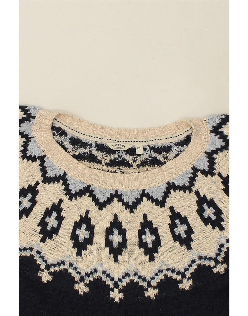 FAT FACE Womens Crew Neck Jumper Sweater UK 12 Medium Navy Blue Fair Isle | Vintage Fat Face | Thrift | Second-Hand Fat Face | Used Clothing | Messina Hembry 