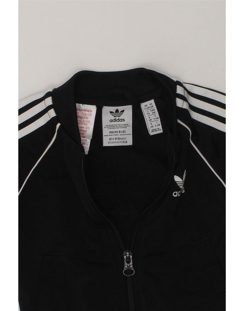 ADIDAS Baby Boys Graphic Tracksuit Top Jacket 3-6 Months Black Polyester | Vintage Adidas | Thrift | Second-Hand Adidas | Used Clothing | Messina Hembry 