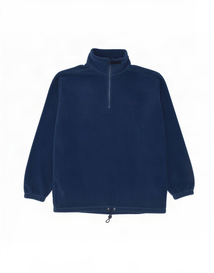 Asics Mens Zip Neck Fleece Jumper XL Navy Blue Polyester