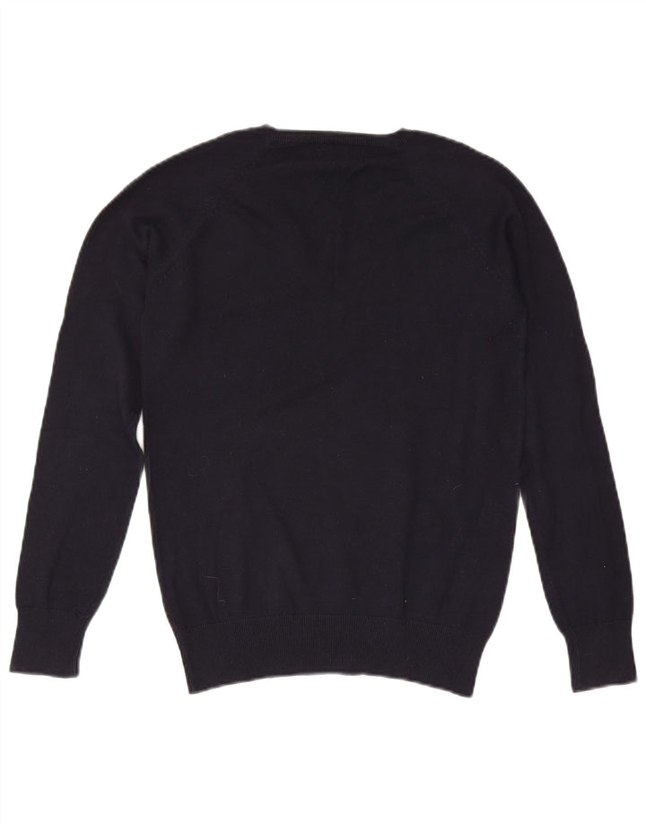 Zara Womens V-Neck Jumper Sweater UK 14 Large Navy Blue