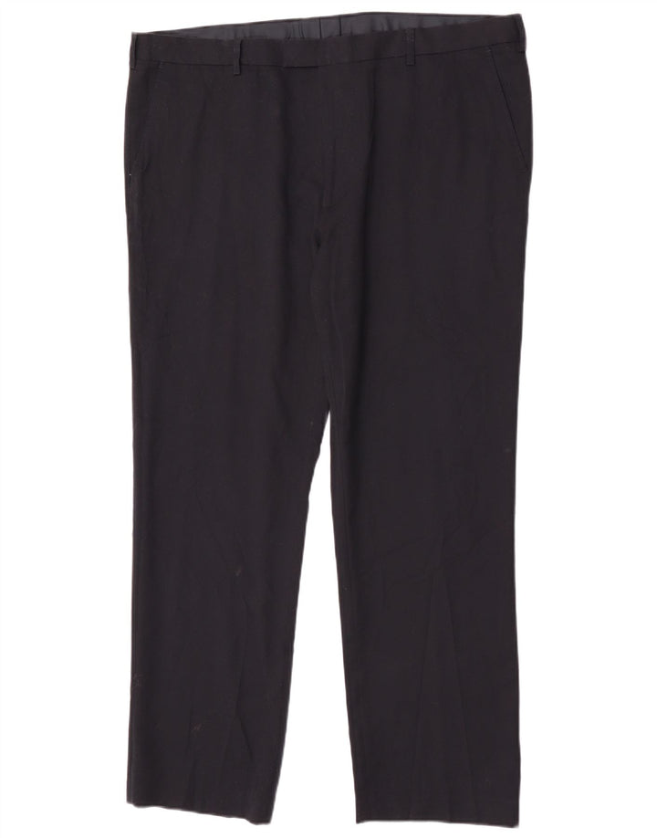 Marks & Spencer Mens Regular Fit Suit Trousers W42 L31 Navy Blue Polyester