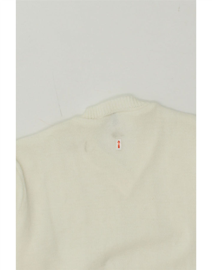 VINTAGE Womens V-Neck Jumper Sweater IT 46/48 Large White Acrylic Vintage Vintage and Second-Hand Vintage from Messina Hembry 