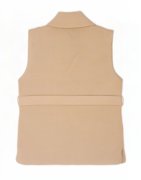 Zara Womens Sleeveless Cardigan Sweater UK 10 Small Beige Acrylic