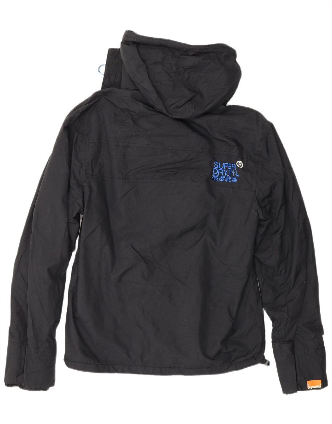 SUPERDRY Womens Windcheater Hooded Windbreaker Jacket UK 14 Medium Black