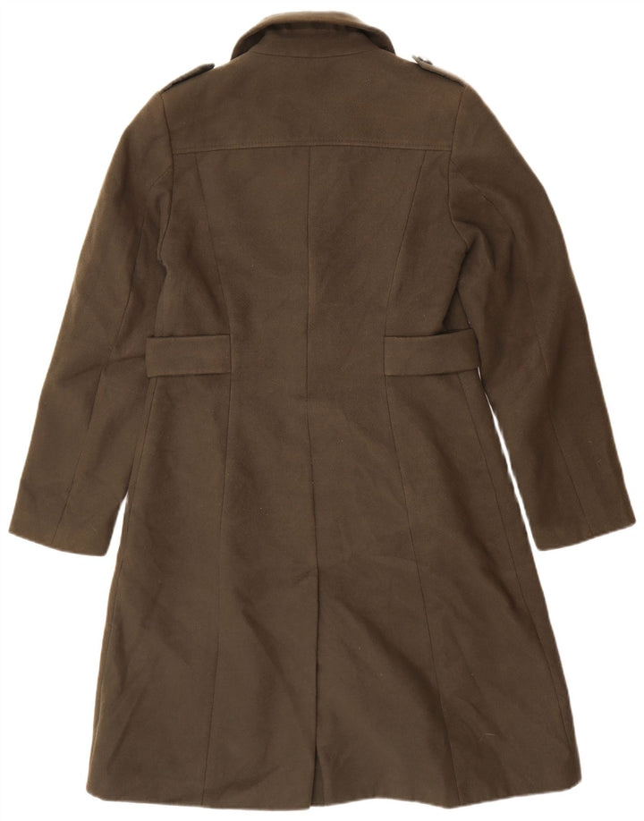 Marks & Spencer Womens Overcoat UK 10 Small Khaki Polyester