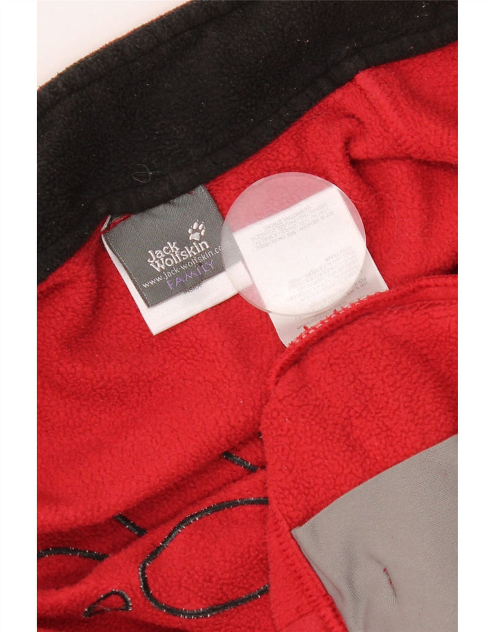 JACK WOLFSKIN Girls Graphic Liner Fleece Jacket 8-9 Years Red Polyester
