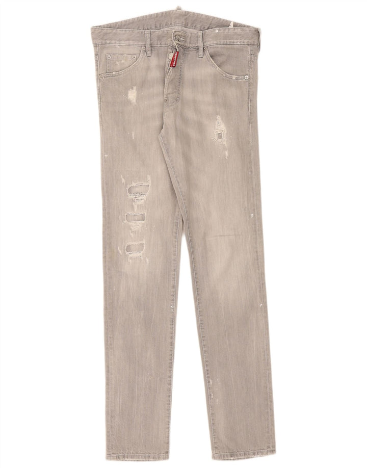 Dsquared2 Womens Distressed Slim Jeans IT 50 XL W36 L35 Grey Cotton
