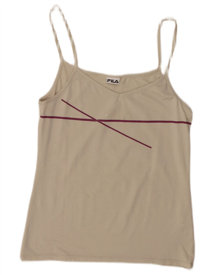 Fila Womens Crop Cami Top UK 14 Large Beige Polyamide