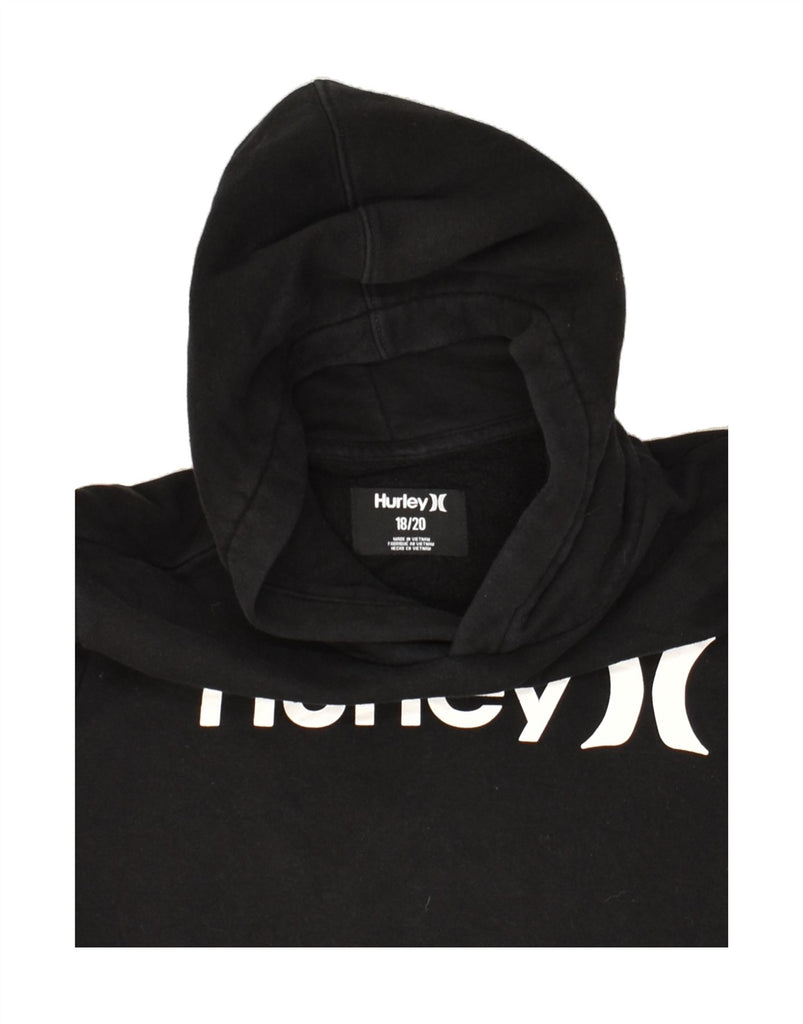 HURLEY Boys Graphic Hoodie Jumper 15-16 Years XL Black Cotton | Vintage Hurley | Thrift | Second-Hand Hurley | Used Clothing | Messina Hembry 