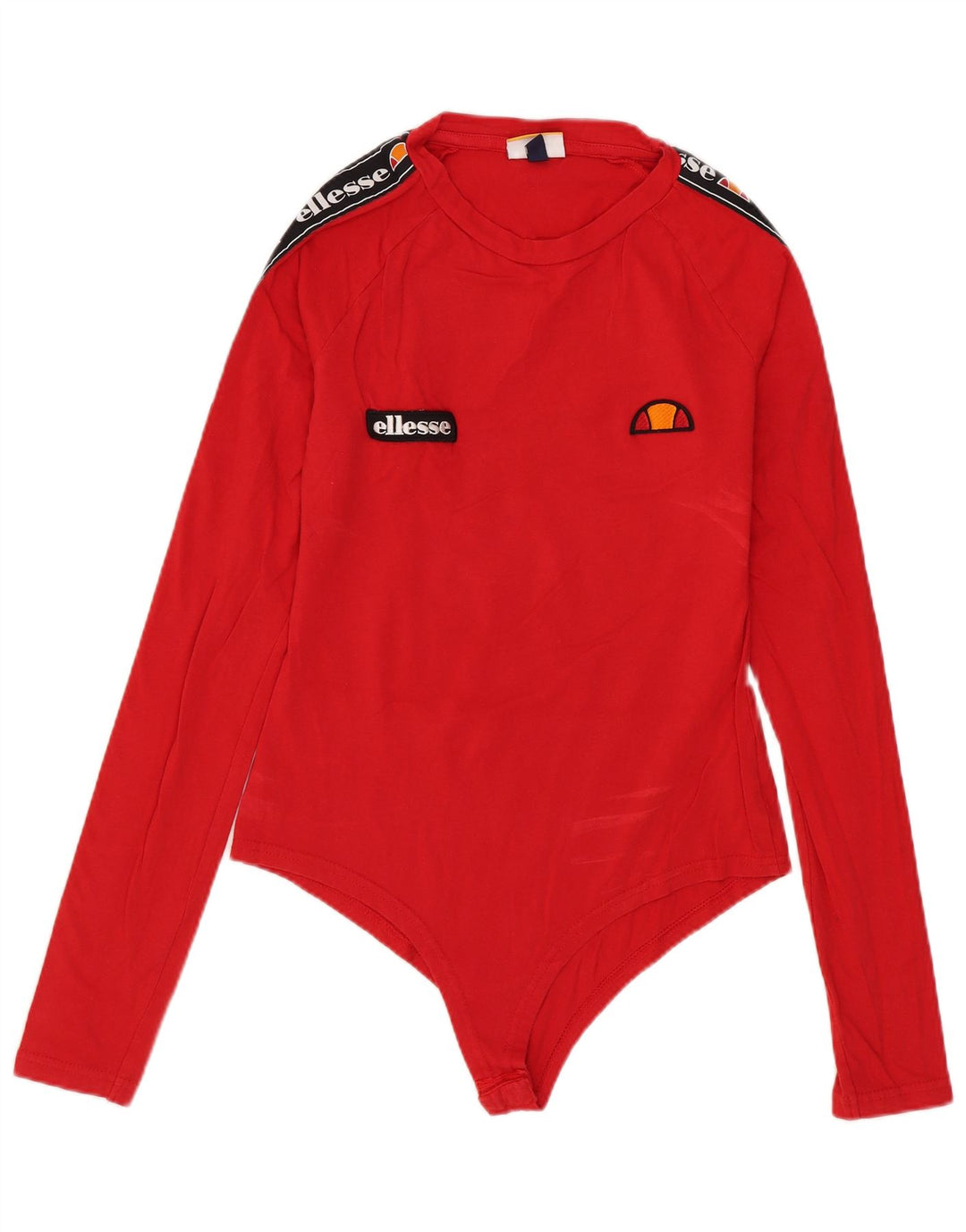 Ellesse Womens Graphic Bodysuit UK 10 Small  Red Colourblock Cotton