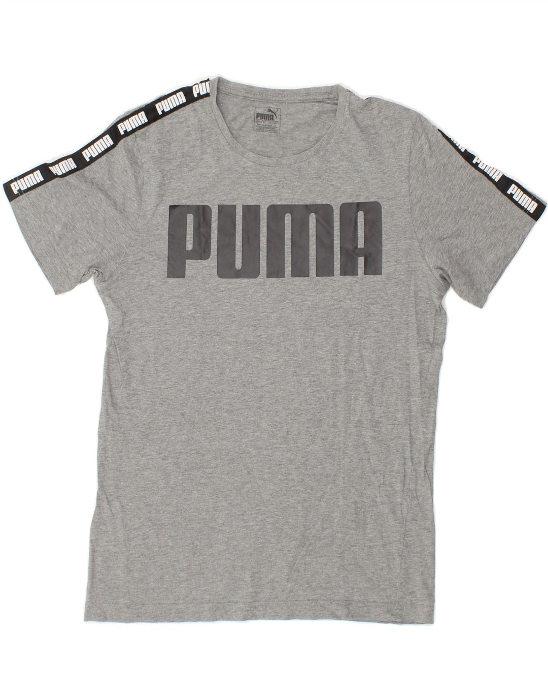 PUMA Mens Graphic T-Shirt Top Medium Grey Colourblock Cotton Vintage Puma and Second-Hand Puma from Messina Hembry 