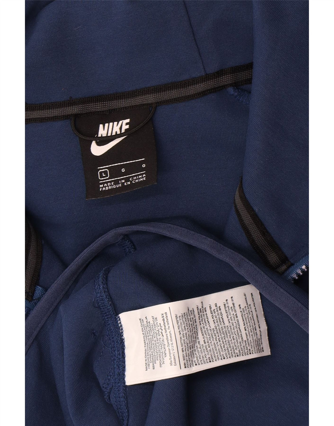 Nike Mens Zip Hoodie Sweater Large Navy Blue Cotton