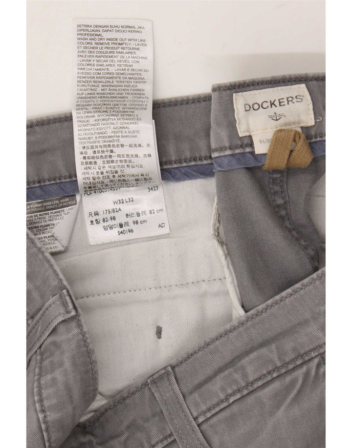 Dockers Mens Slim Chino Trousers W32 L29 Grey Cotton