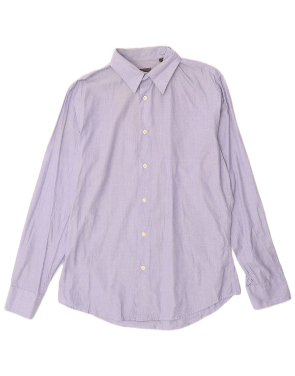 Calvin Klein Mens Slim Fit Shirt Size 41 16 Large Blue Cotton