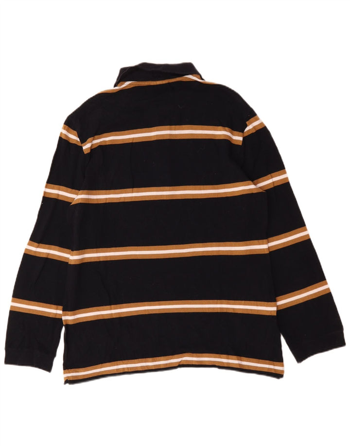 Lacoste Mens Long Sleeve Polo Shirt Size 4 Medium Black Striped Cotton