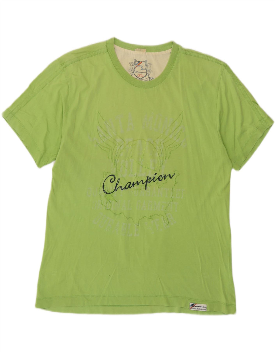 Champion Mens Graphic T-Shirt Top Medium Green