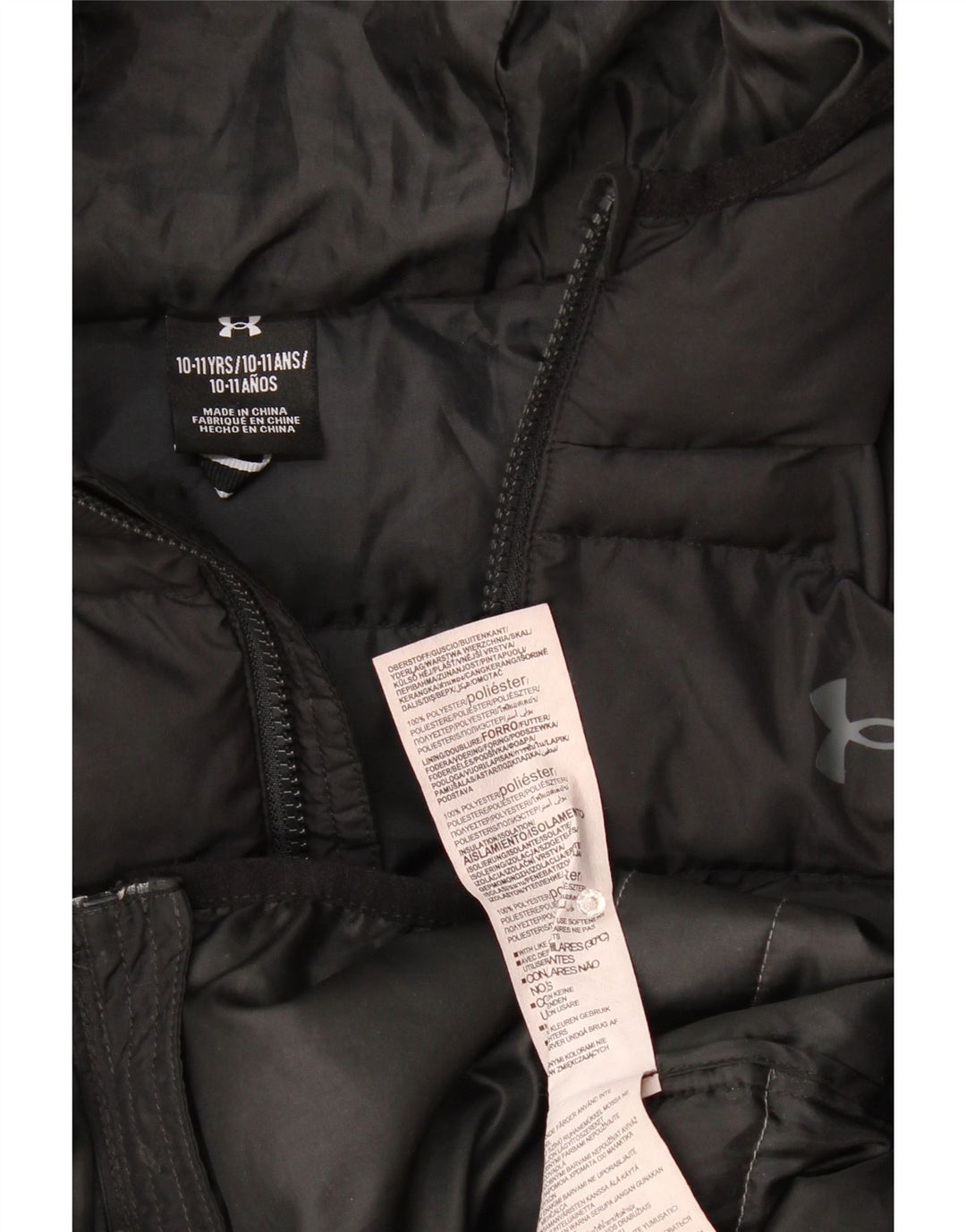 Under Armour Boys Graphic Padded Jacket 10-11 Years Black Colourblock