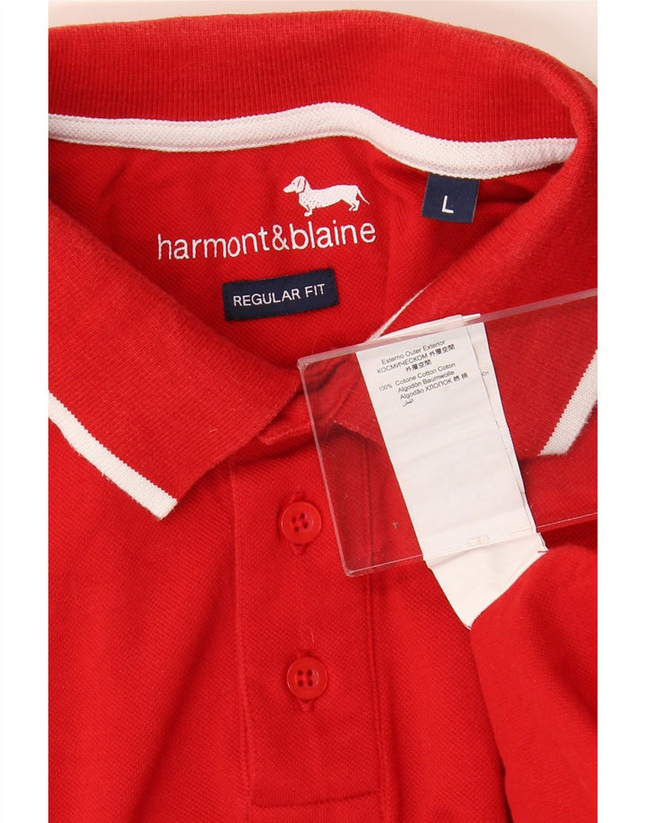 HARMONT & BLAINE Mens Regular Fit Polo Shirt Large Red Cotton