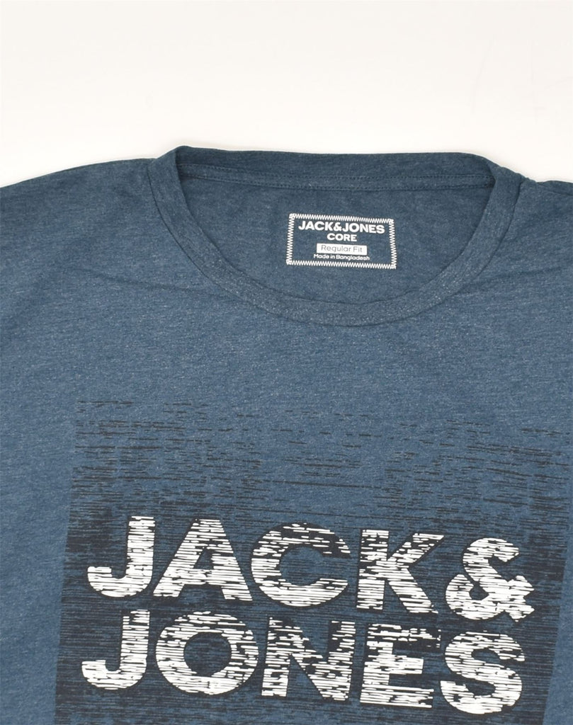 JACK & JONES Mens Regular Fit Graphic T-Shirt Top Medium Blue Cotton | Vintage Jack & Jones | Thrift | Second-Hand Jack & Jones | Used Clothing | Messina Hembry 