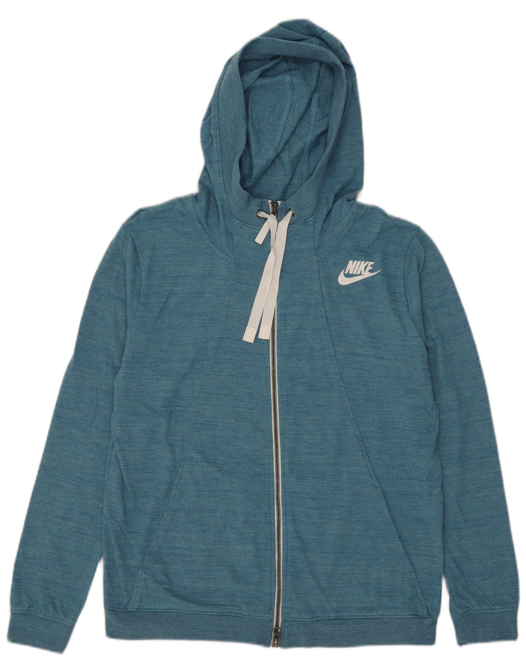 Nike Womens Zip Hoodie Sweater UK 14 Large Blue Flecked Polyester