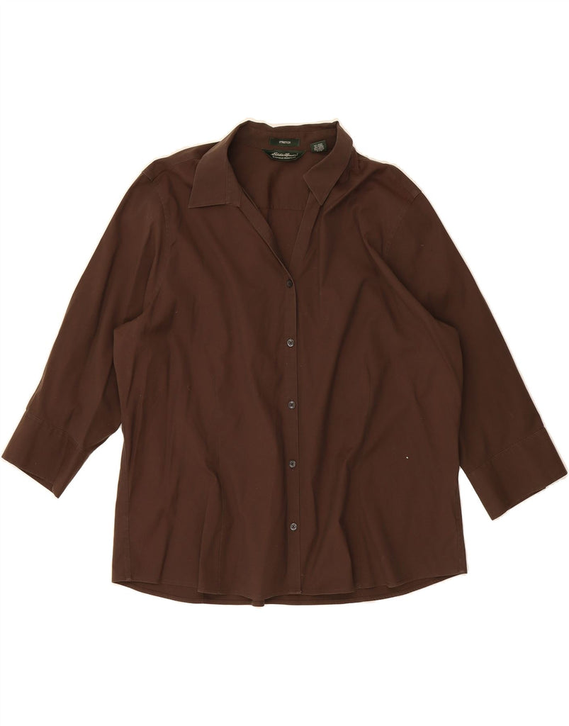 EDDIE BAUER Womens 3/4 Sleeve Shirt UK 20 2XL Brown Cotton Vintage Eddie Bauer and Second-Hand Eddie Bauer from Messina Hembry 