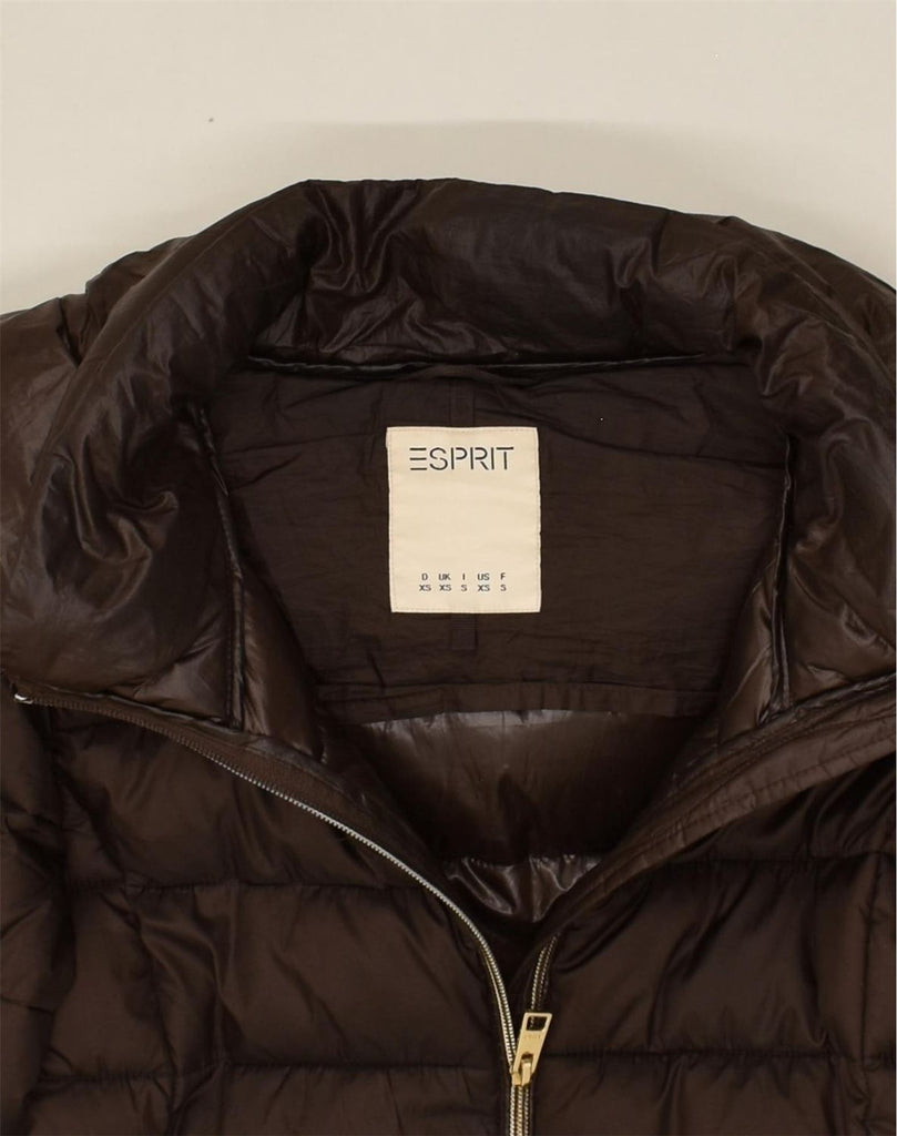 ESPRIT Womens Hooded Padded Jacket UK 6 XS Brown Polyester | Vintage Esprit | Thrift | Second-Hand Esprit | Used Clothing | Messina Hembry 