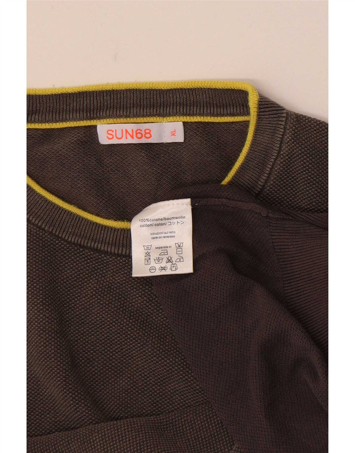Sun68 Mens Crew Neck Jumper Sweater XL Grey Cotton