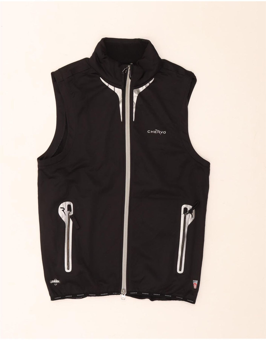 Chervo Mens Sleeveless Tracksuit Top Jacket UK 38 Medium Black