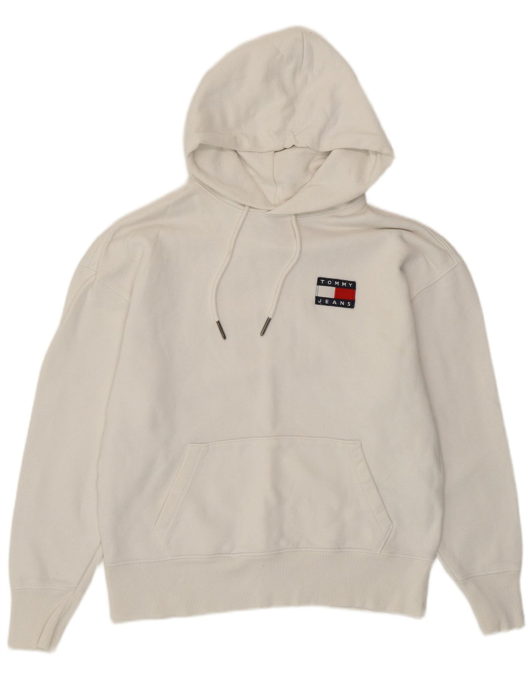 TOMMY HILFIGER Mens Hoodie Jumper XS White Cotton