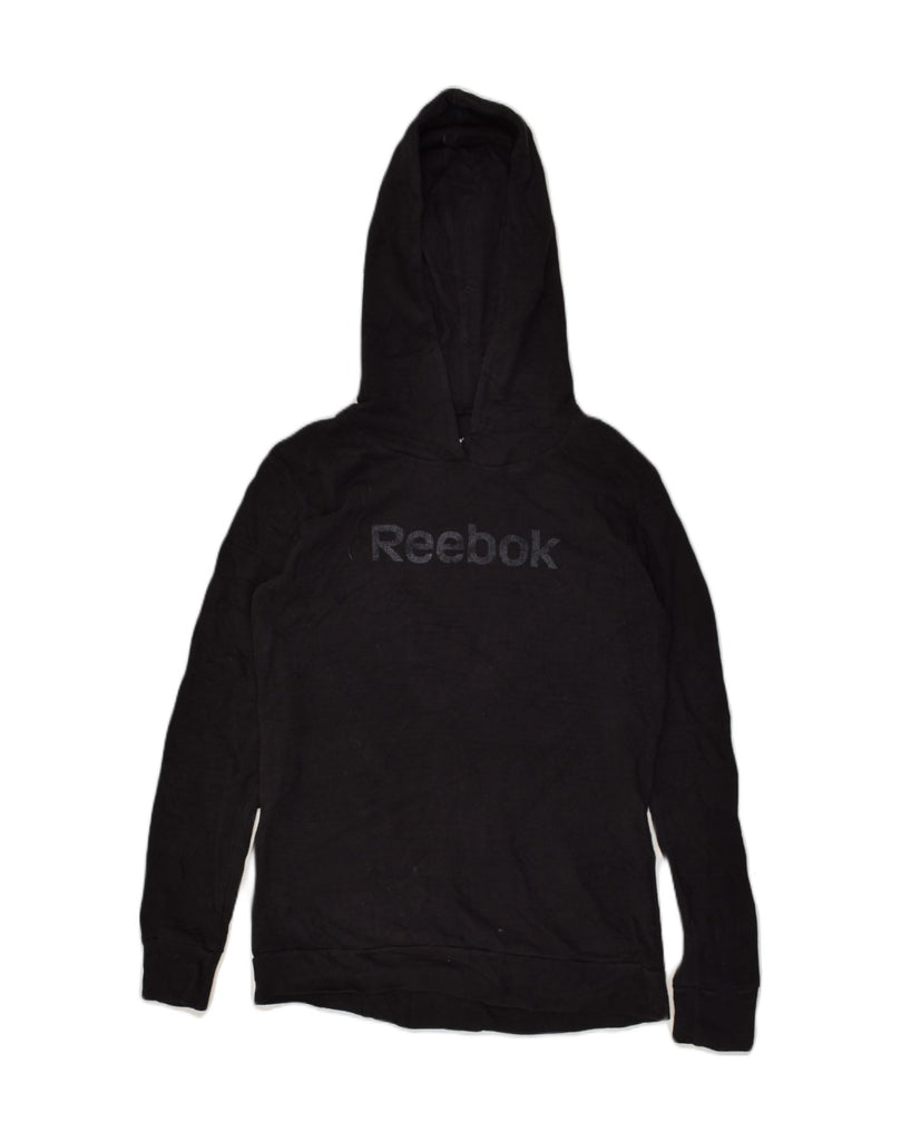 REEBOK Womens Graphic Hoodie Jumper UK 18 XL Black Cotton | Vintage Reebok | Thrift | Second-Hand Reebok | Used Clothing | Messina Hembry 