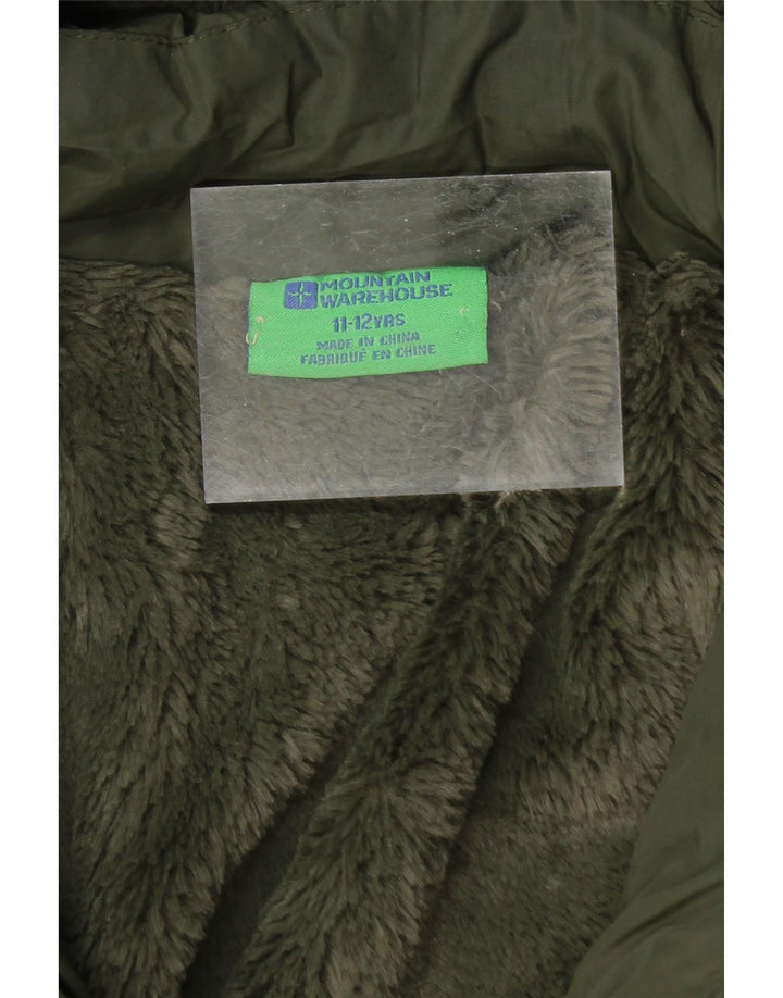 MOUNTAIN WAREHOUSE Girls Hooded Padded Coat 11-12 Years Green Polyester Vintage Mountain Warehouse and Second-Hand Mountain Warehouse from Messina Hembry 