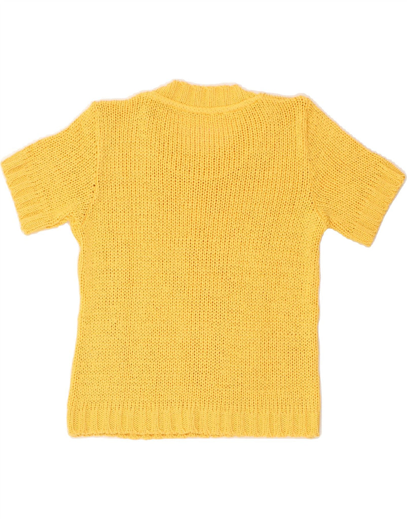 VINTAGE Womens Short Sleeve Boat Neck Jumper Sweater UK 12 Medium Yellow | Vintage Vintage | Thrift | Second-Hand Vintage | Used Clothing | Messina Hembry 