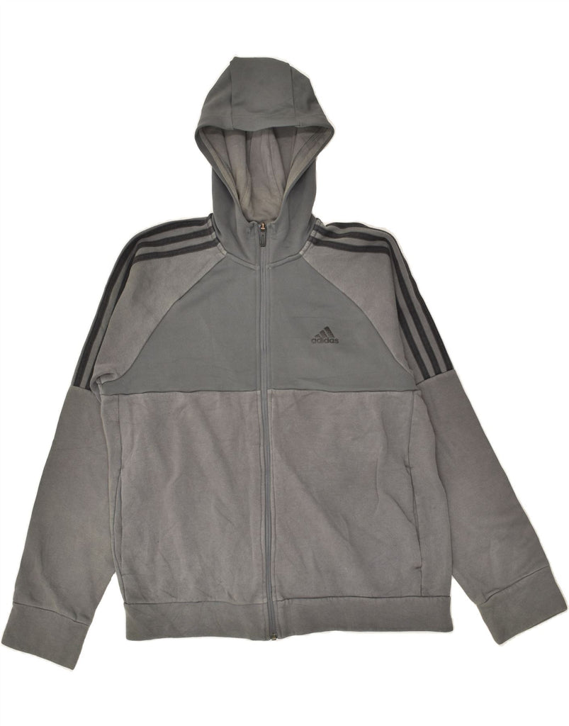 ADIDAS Mens Graphic Zip Hoodie Sweater Small Grey Colourblock | Vintage Adidas | Thrift | Second-Hand Adidas | Used Clothing | Messina Hembry 