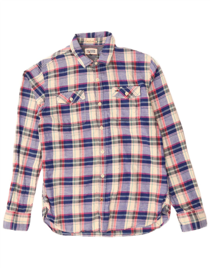 Tommy Hilfiger Mens Checked  Flannel Shirt Medium Multicoloured Cotton