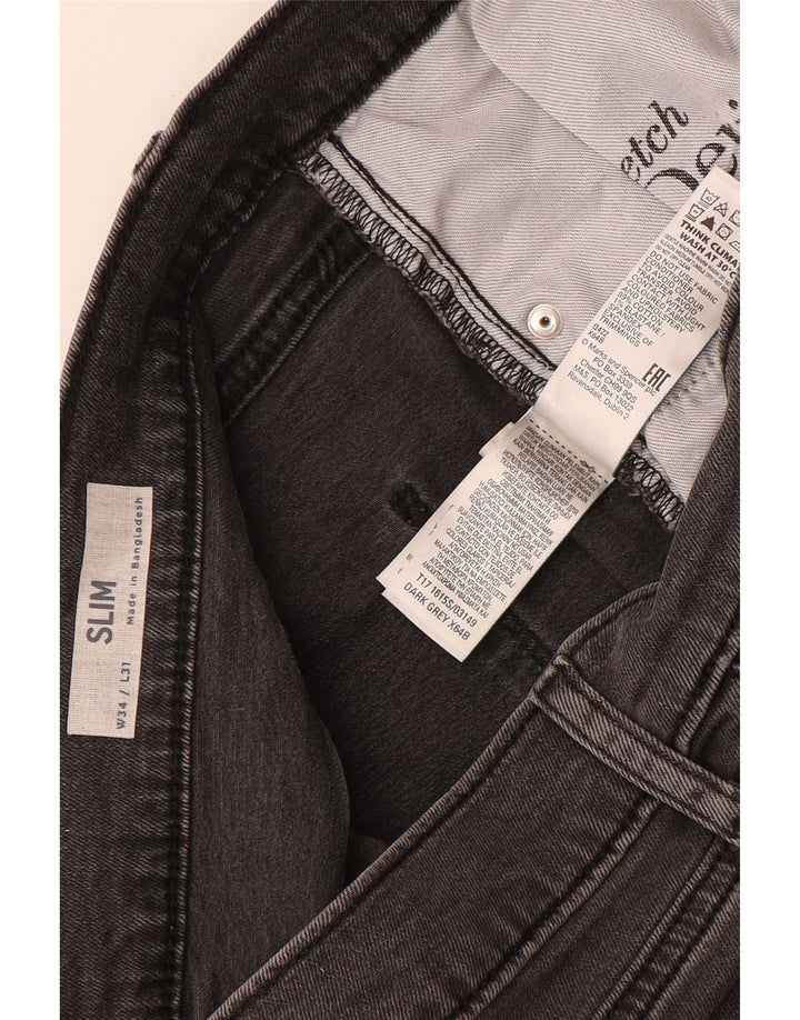 Marks & Spencer Mens Slim Jeans W34 L31 Grey Cotton