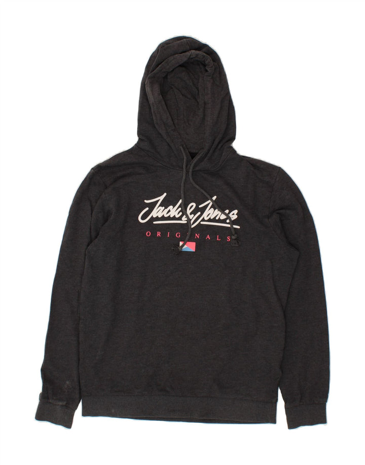 JACK & JONES Mens Graphic Hoodie Jumper Large Grey Cotton Vintage Jack & Jones and Second-Hand Jack & Jones from Messina Hembry 