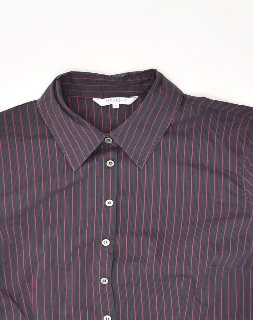 MARELLA Womens Shirt IT 46 Large Purple Pinstripe Cotton | Vintage Marella | Thrift | Second-Hand Marella | Used Clothing | Messina Hembry 