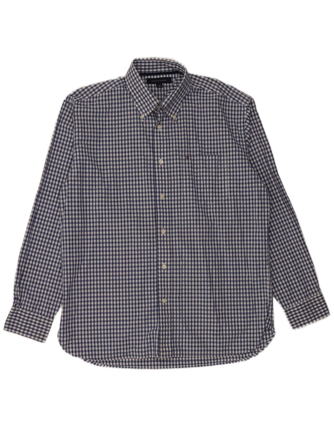 TOMMY HILFIGER Mens Shirt Medium Blue Gingham Cotton