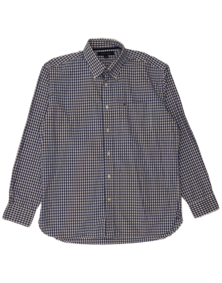 TOMMY HILFIGER Mens Shirt Medium Blue Gingham Cotton