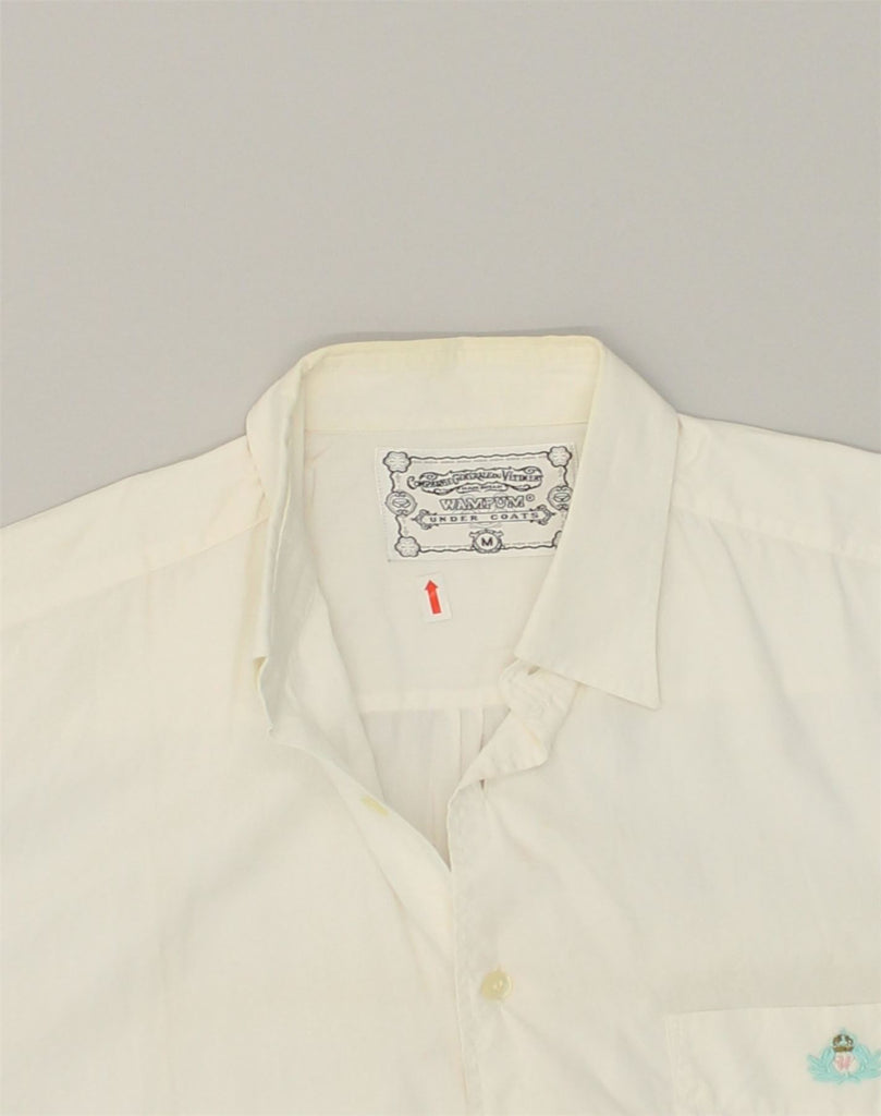 WAMPUM Mens Short Sleeve Shirt Medium Off White Cotton | Vintage Wampum | Thrift | Second-Hand Wampum | Used Clothing | Messina Hembry 