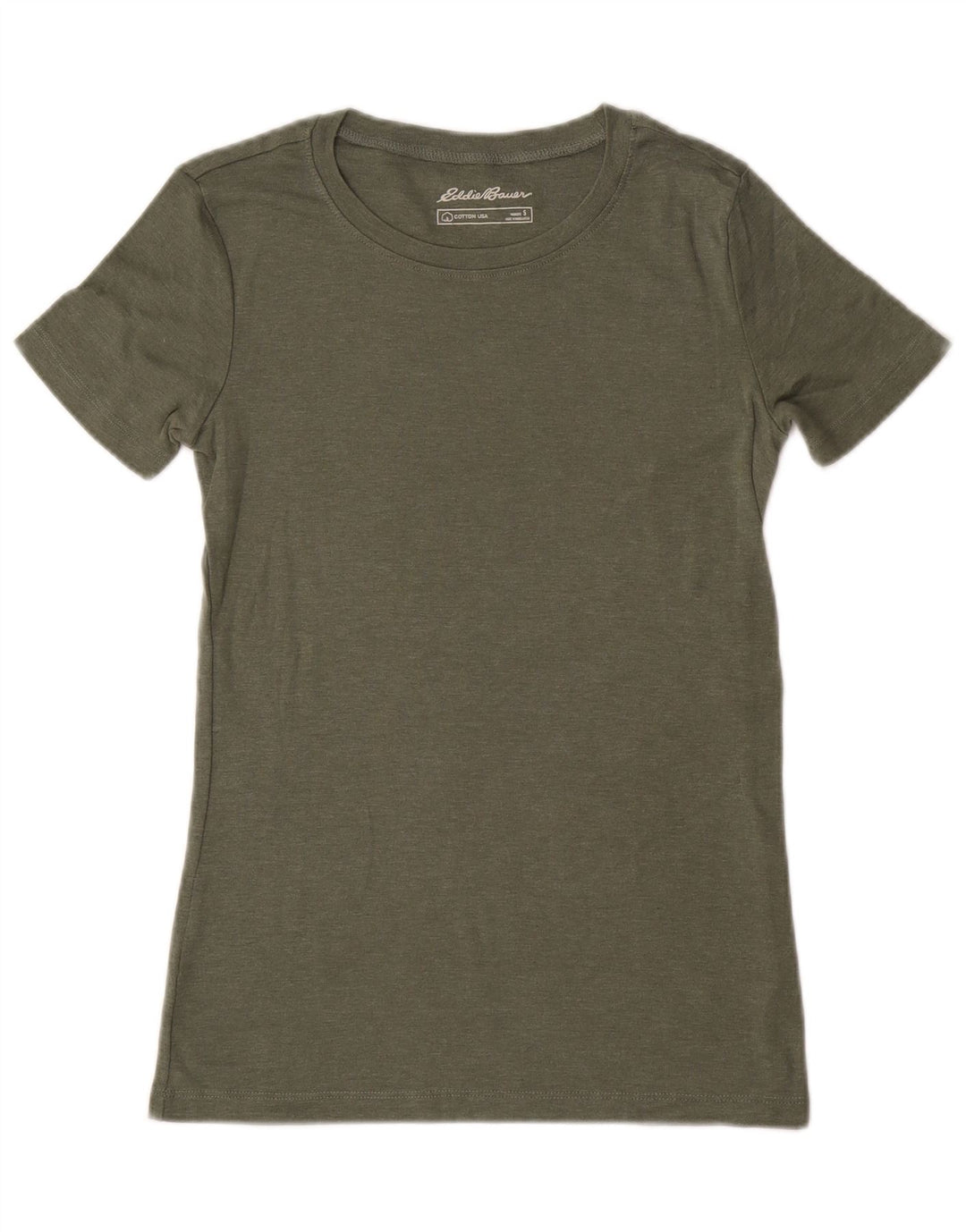 EDDIE BAUER Womens T-Shirt Top UK 10 Small Khaki Cotton