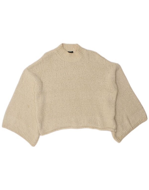 Topshop Womens Oversized Turtle Neck Jumper Sweater UK 8 Small Off White