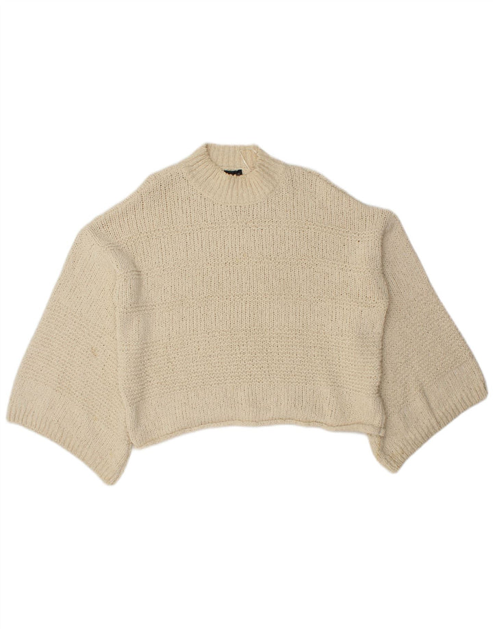 Topshop Womens Oversized Turtle Neck Jumper Sweater UK 8 Small Off White