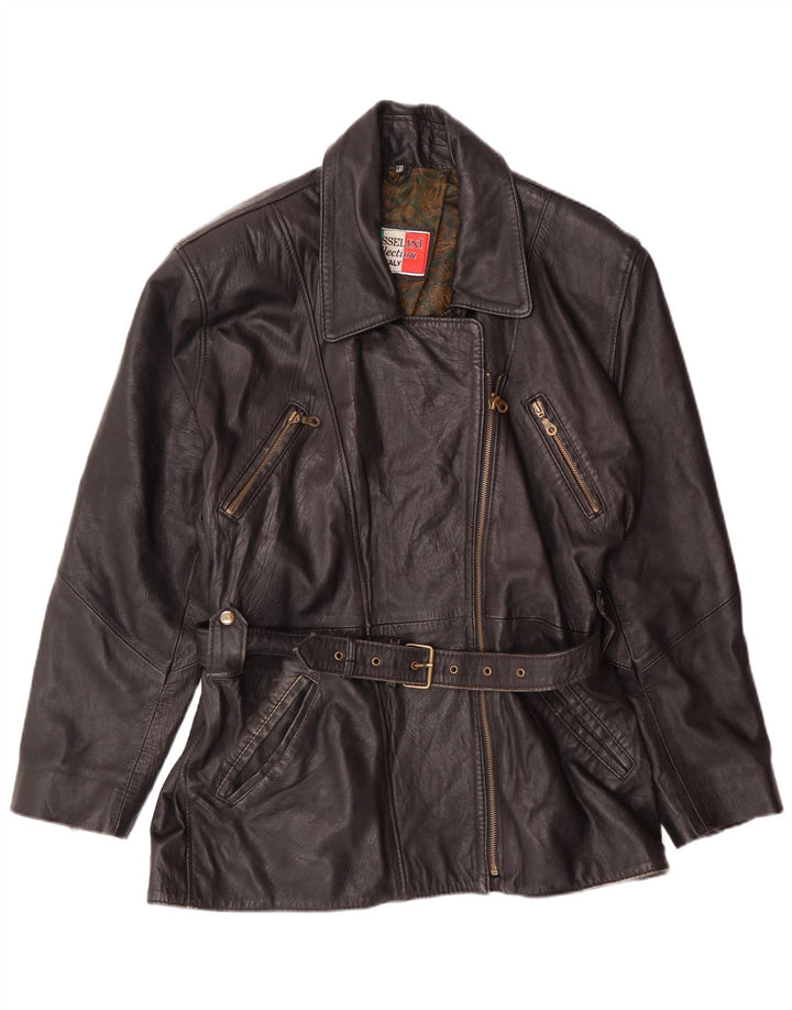 Vintage Womens Leather Jacket IT 46 Large Black Leather