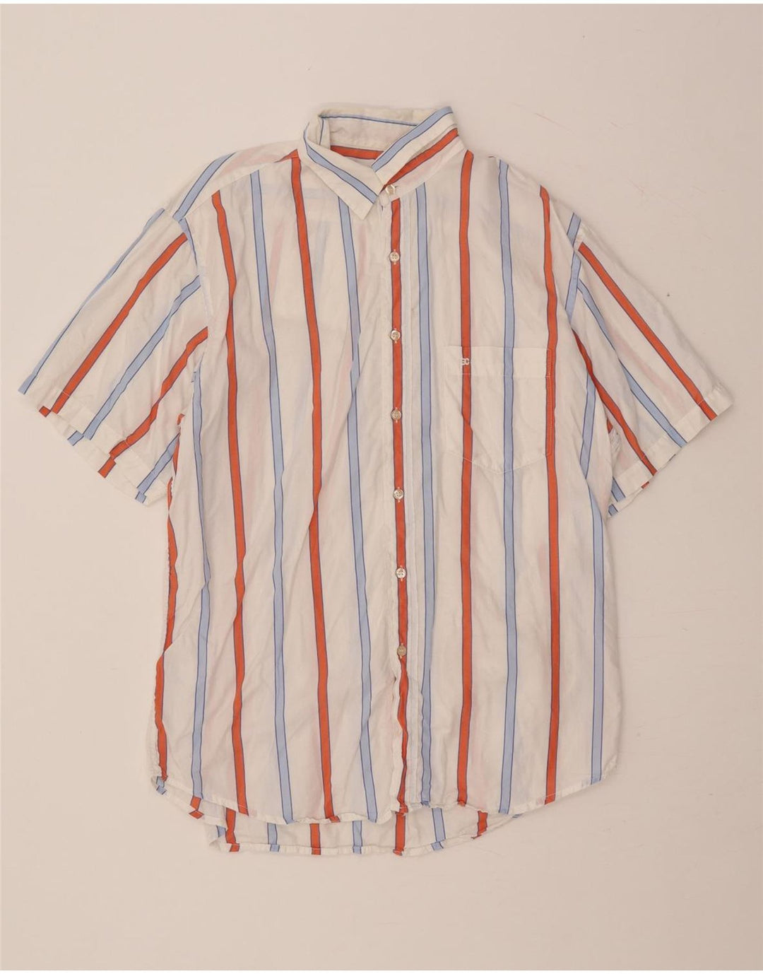 ENRICO COVERI Mens Short Sleeve Shirt Size 42 Large White Striped