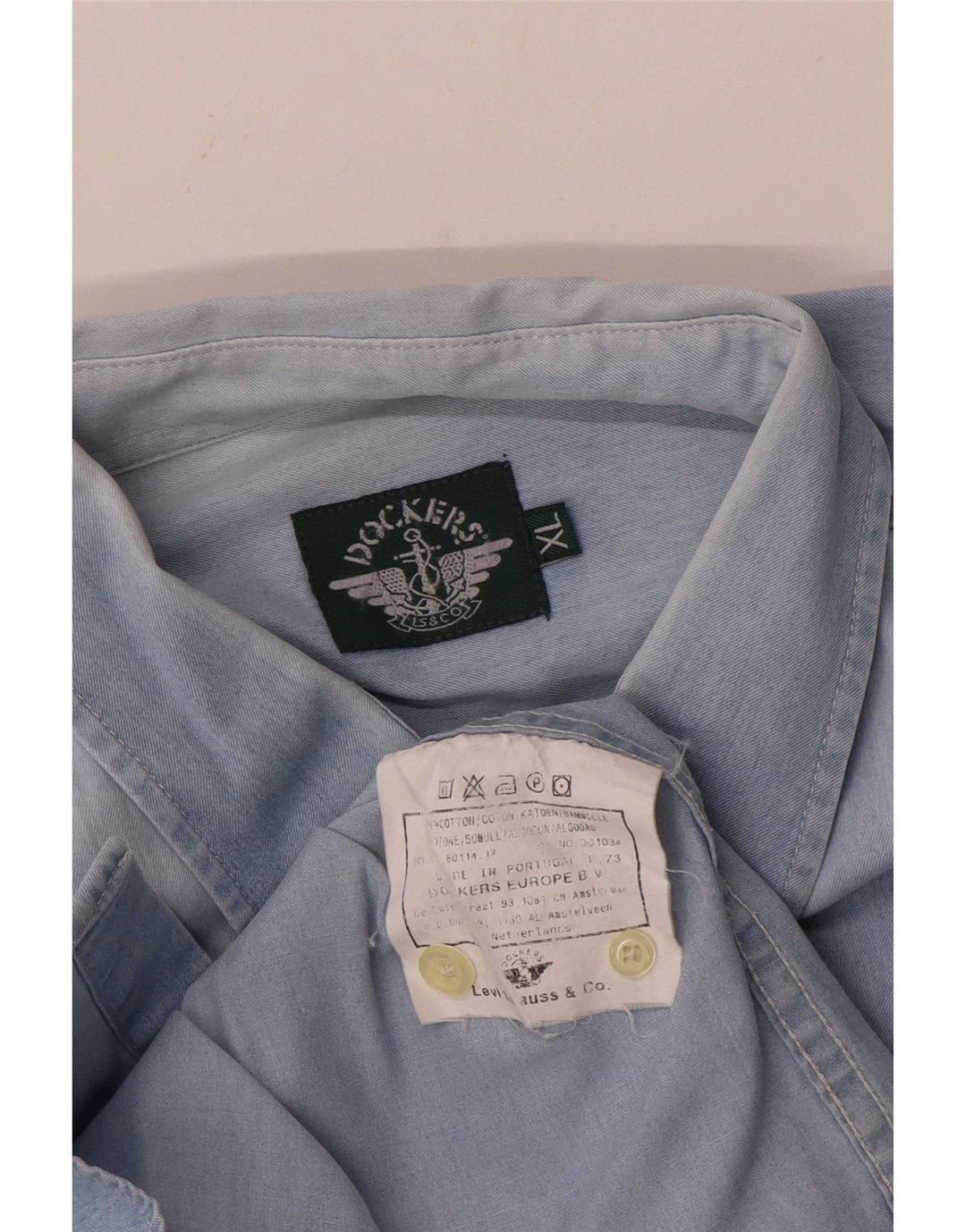 Dockers Mens Shirt XL Blue Cotton