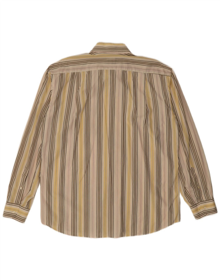 Roccobarocco Mens Shirt Size 42 16 1/2 Large Yellow Striped