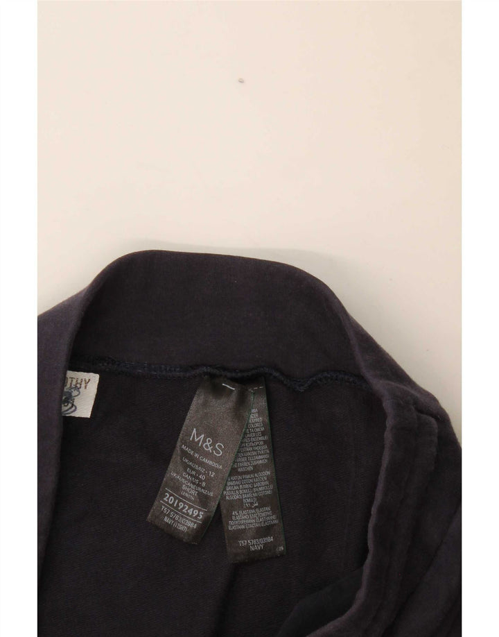 Marks & Spencer Womens Tracksuit Trousers UK 12 Medium Navy Blue Cotton