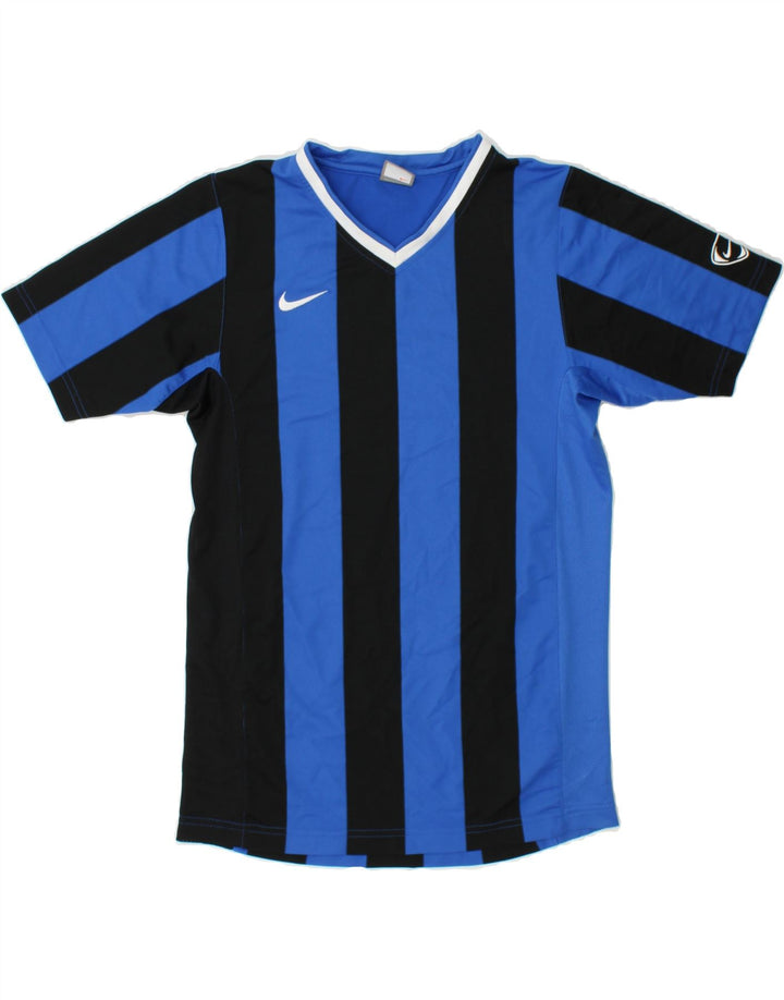 NIKE Boys T-Shirt Top 13-14 Years XL  Blue Striped Polyester Vintage Nike and Second-Hand Nike from Messina Hembry 