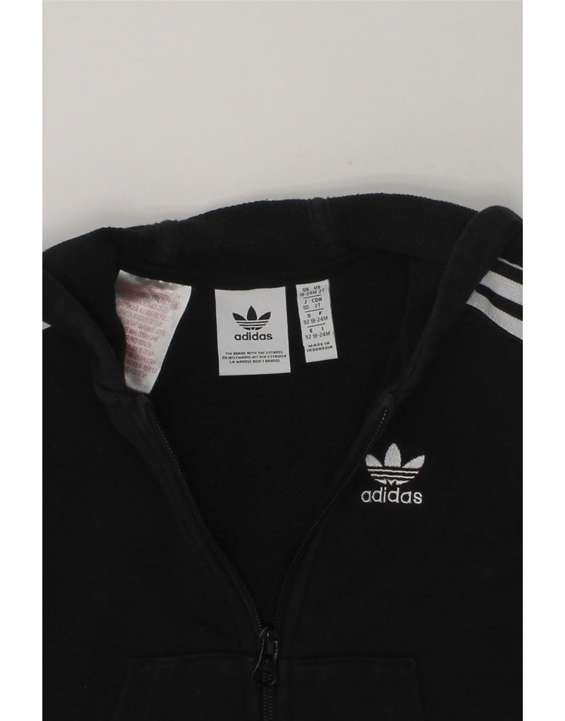 ADIDAS Baby Boys Zip Hoodie Sweater 18-24 Months Black Cotton | Vintage Adidas | Thrift | Second-Hand Adidas | Used Clothing | Messina Hembry 